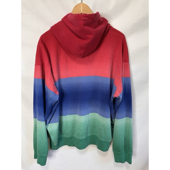 Polo Ralph Lauren Sweatshirt Mens Large Ombre Color Block Hoodie 92 Stadium - Picture 5 of 9